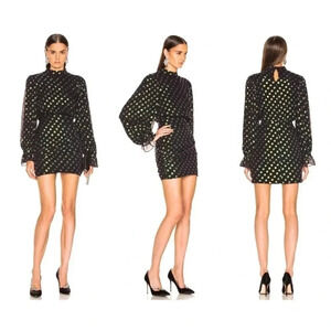 SALONI Rina Silk Blend Metallic Polka Dot Mini Sheath Dress Size 2